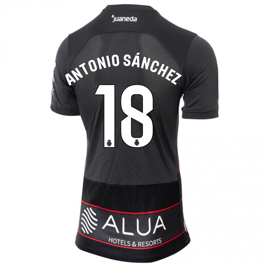 Kinder Fußball Antonio Sánchez #18 Schwarz Auswärtstrikot Trikot 2023/24 T-Shirt Luxemburg