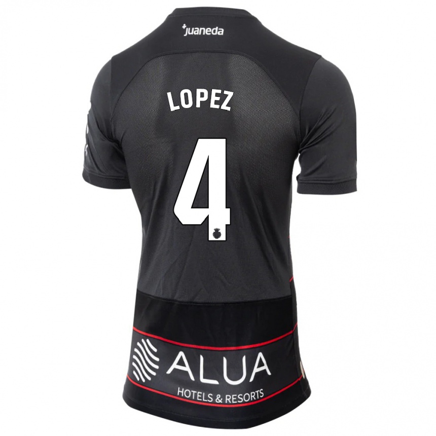 Kinder Fußball David López #4 Schwarz Auswärtstrikot Trikot 2023/24 T-Shirt Luxemburg