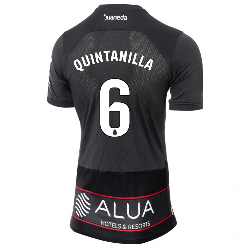 Kinder Fußball Rubén Quintanilla #6 Schwarz Auswärtstrikot Trikot 2023/24 T-Shirt Luxemburg