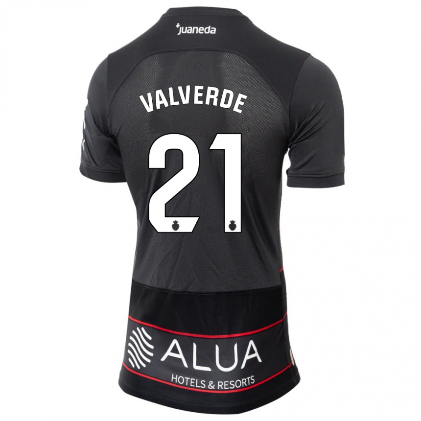 Kinder Fußball David Valverde #21 Schwarz Auswärtstrikot Trikot 2023/24 T-Shirt Luxemburg