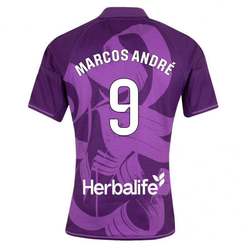Kinder Fußball Marcos André #9 Violett Auswärtstrikot Trikot 2023/24 T-Shirt Luxemburg