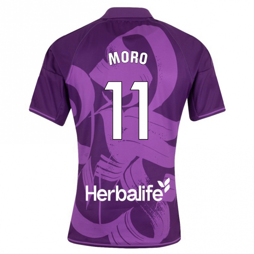 Kinder Fußball Raúl Moro #11 Violett Auswärtstrikot Trikot 2023/24 T-Shirt Luxemburg