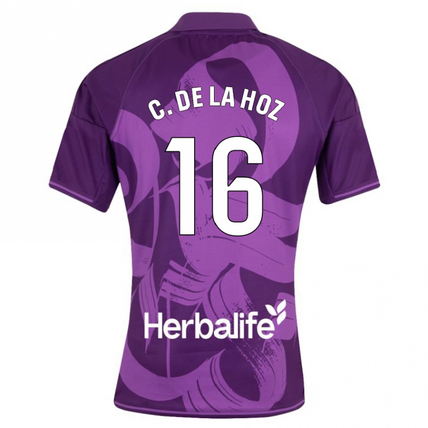 Kinder Fußball César De La Hoz #16 Violett Auswärtstrikot Trikot 2023/24 T-Shirt Luxemburg