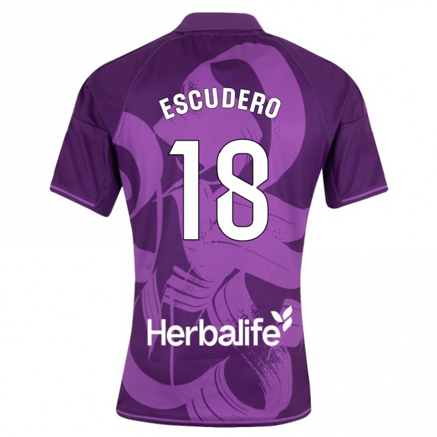 Kinder Fußball Sergio Escudero #18 Violett Auswärtstrikot Trikot 2023/24 T-Shirt Luxemburg