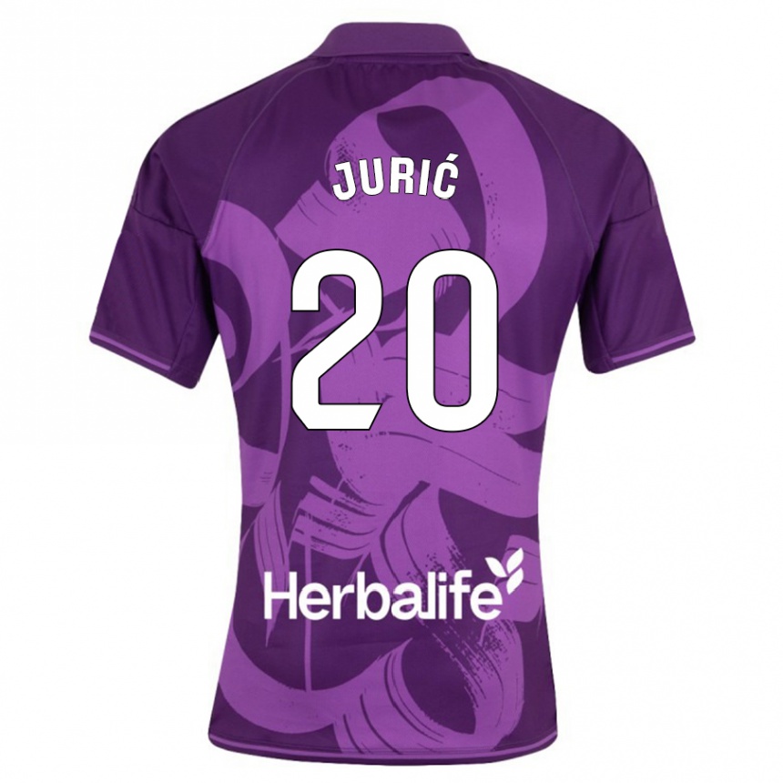 Kinder Fußball Stanko Juric #20 Violett Auswärtstrikot Trikot 2023/24 T-Shirt Luxemburg