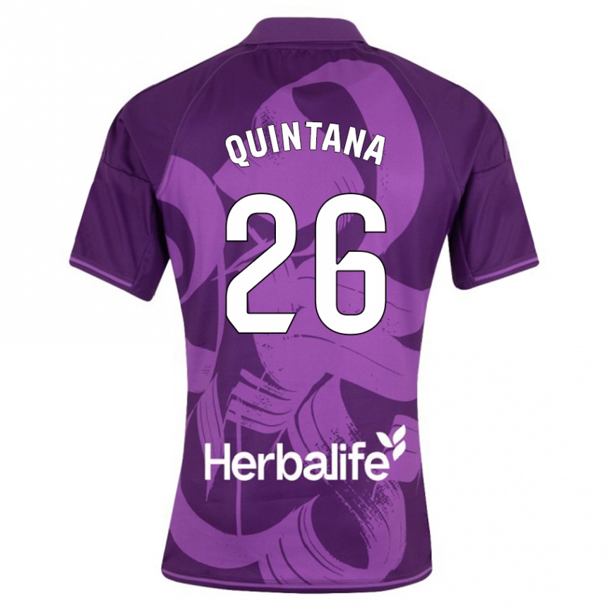Kinder Fußball Alberto Quintana #26 Violett Auswärtstrikot Trikot 2023/24 T-Shirt Luxemburg