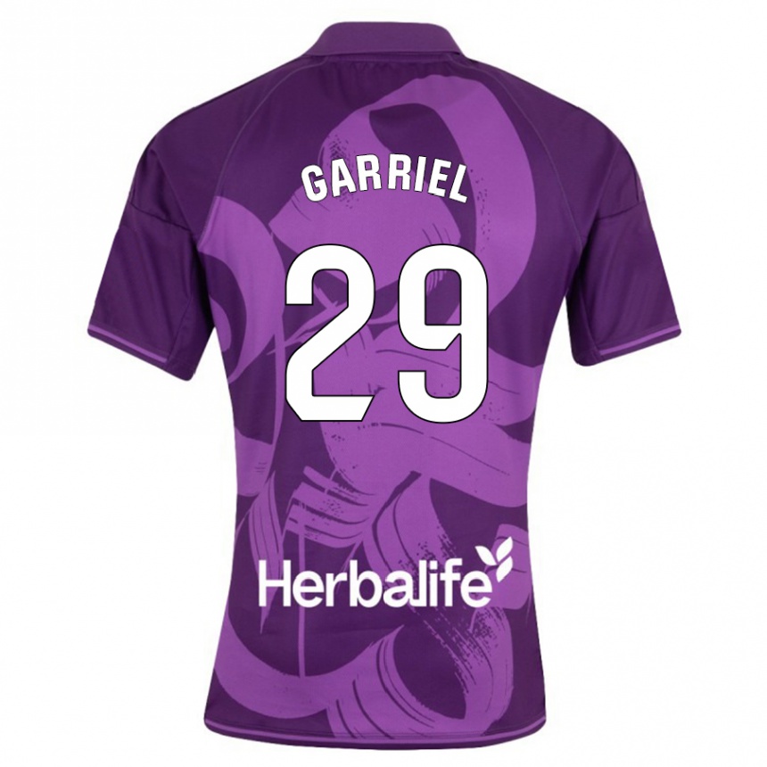 Kinder Fußball Iván Garriel #29 Violett Auswärtstrikot Trikot 2023/24 T-Shirt Luxemburg