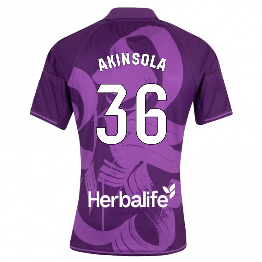 Kinder Fußball Tunde Akinsola #36 Violett Auswärtstrikot Trikot 2023/24 T-Shirt Luxemburg