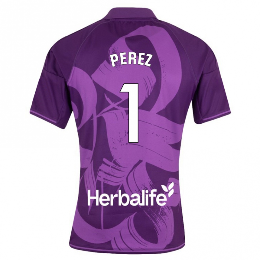 Kinder Fußball Fer Pérez #1 Violett Auswärtstrikot Trikot 2023/24 T-Shirt Luxemburg