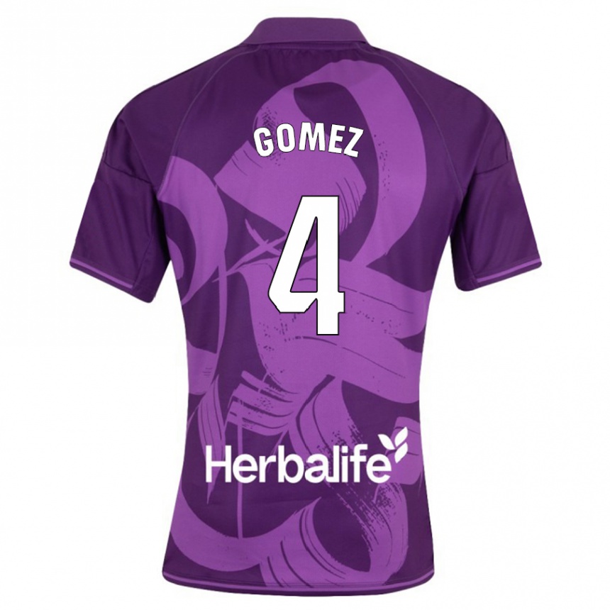 Kinder Fußball Adrián Gómez #4 Violett Auswärtstrikot Trikot 2023/24 T-Shirt Luxemburg