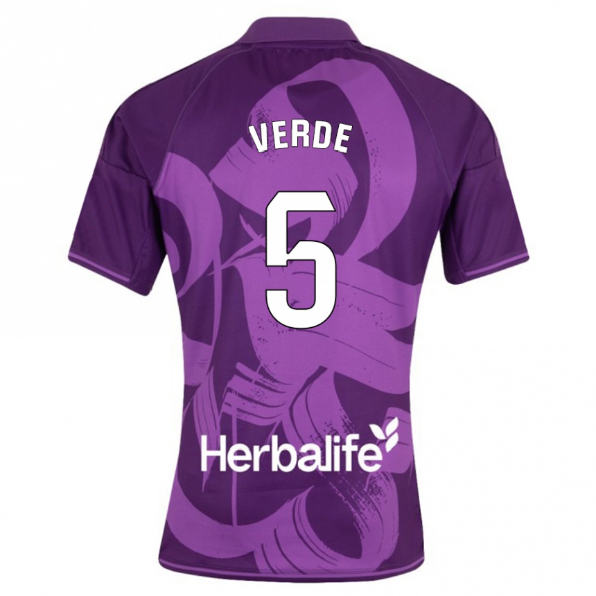 Kinder Fußball Adrián Verde #5 Violett Auswärtstrikot Trikot 2023/24 T-Shirt Luxemburg