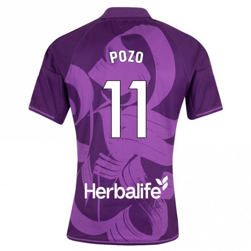 Kinder Fußball Manuel Pozo #11 Violett Auswärtstrikot Trikot 2023/24 T-Shirt Luxemburg