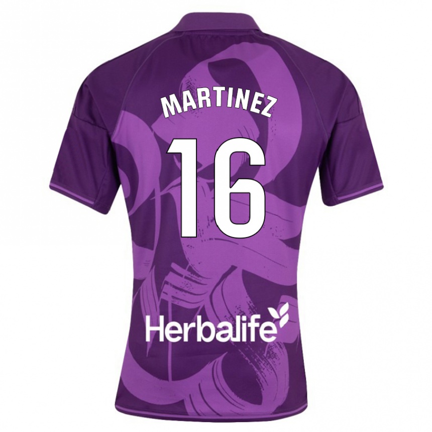 Kinder Fußball Jesús Martínez #16 Violett Auswärtstrikot Trikot 2023/24 T-Shirt Luxemburg