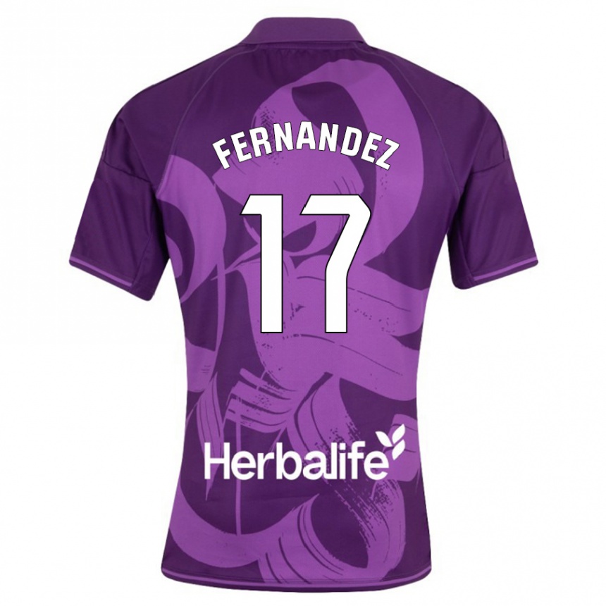 Kinder Fußball Dani Fernández #17 Violett Auswärtstrikot Trikot 2023/24 T-Shirt Luxemburg