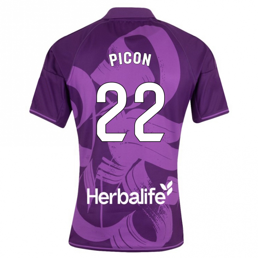 Kinder Fußball Pablo Picón #22 Violett Auswärtstrikot Trikot 2023/24 T-Shirt Luxemburg