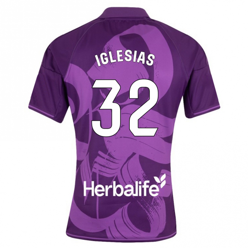 Kinder Fußball Koke Iglesias #32 Violett Auswärtstrikot Trikot 2023/24 T-Shirt Luxemburg