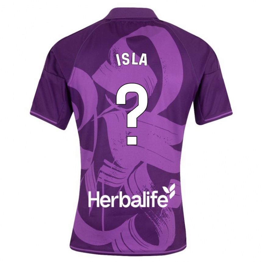 Kinder Fußball Cristian Isla #0 Violett Auswärtstrikot Trikot 2023/24 T-Shirt Luxemburg
