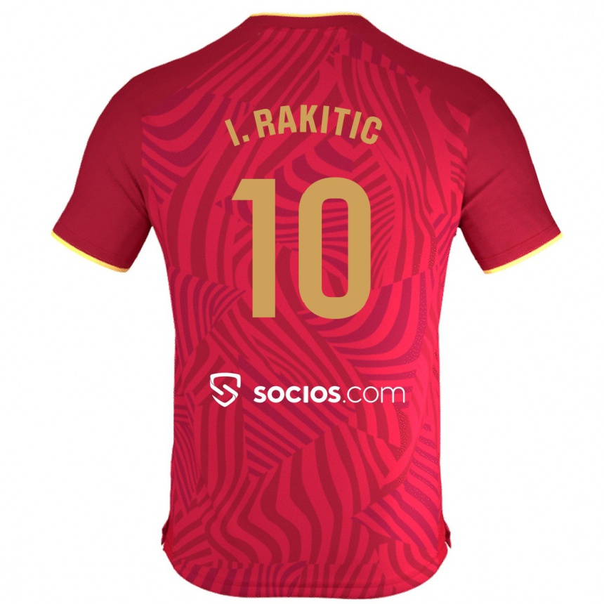 Kinder Fußball Ivan Rakitic #10 Rot Auswärtstrikot Trikot 2023/24 T-Shirt Luxemburg