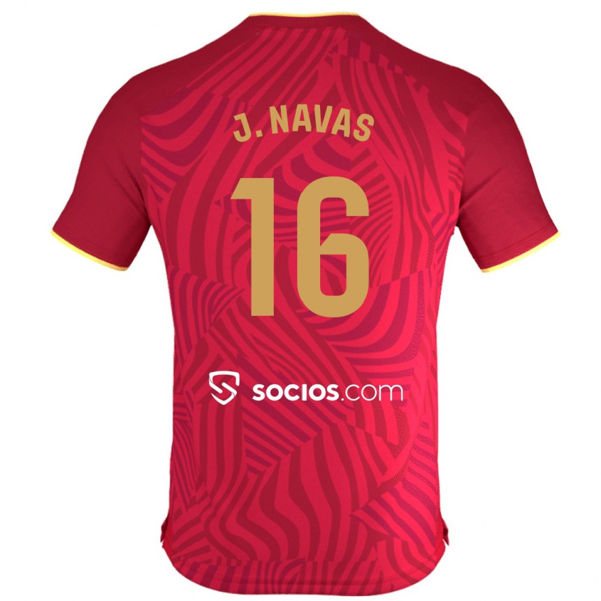 Kinder Fußball Jesús Navas #16 Rot Auswärtstrikot Trikot 2023/24 T-Shirt Luxemburg