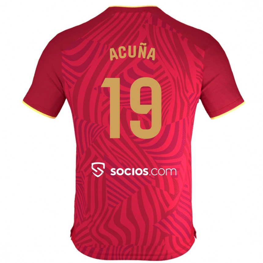 Kinder Fußball Marcos Acuña #19 Rot Auswärtstrikot Trikot 2023/24 T-Shirt Luxemburg