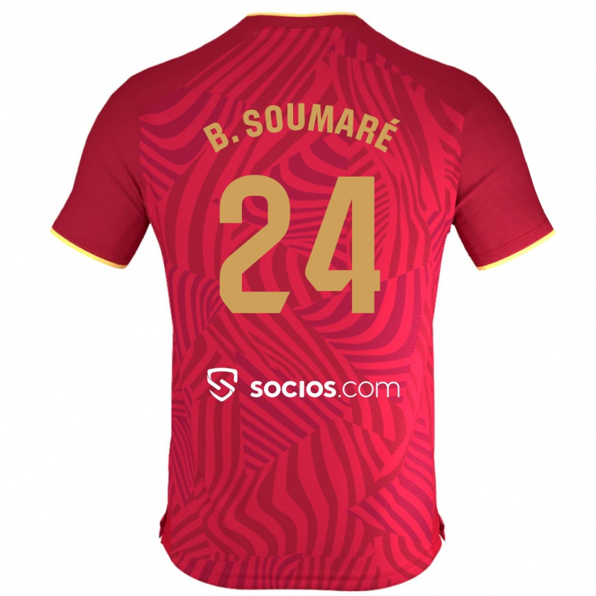 Kinder Fußball Boubakary Soumaré #24 Rot Auswärtstrikot Trikot 2023/24 T-Shirt Luxemburg