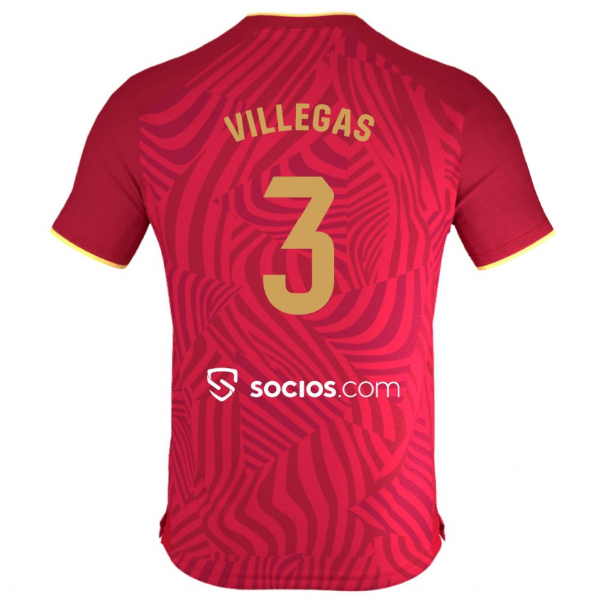 Kinder Fußball Juancho Villegas #3 Rot Auswärtstrikot Trikot 2023/24 T-Shirt Luxemburg