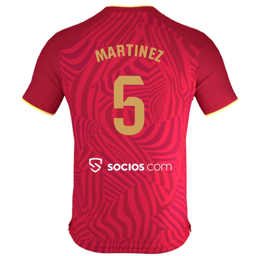 Kinder Fußball Sergio Martínez #5 Rot Auswärtstrikot Trikot 2023/24 T-Shirt Luxemburg