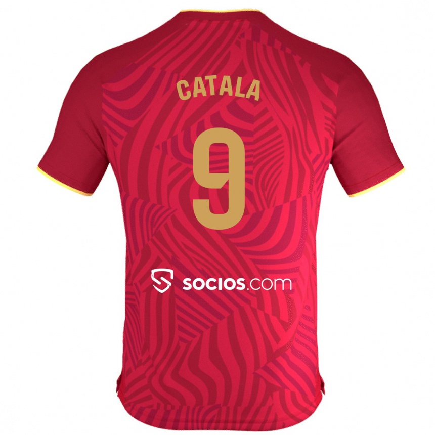 Kinder Fußball Rubén Catalá #9 Rot Auswärtstrikot Trikot 2023/24 T-Shirt Luxemburg