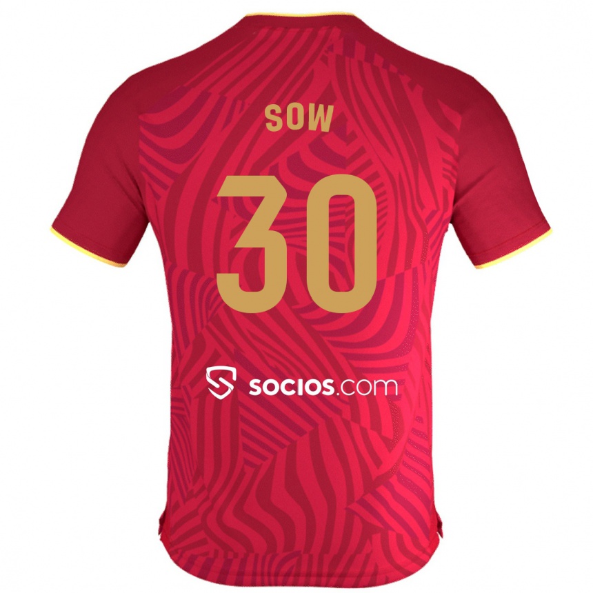 Kinder Fußball Ibrahima Sow #30 Rot Auswärtstrikot Trikot 2023/24 T-Shirt Luxemburg