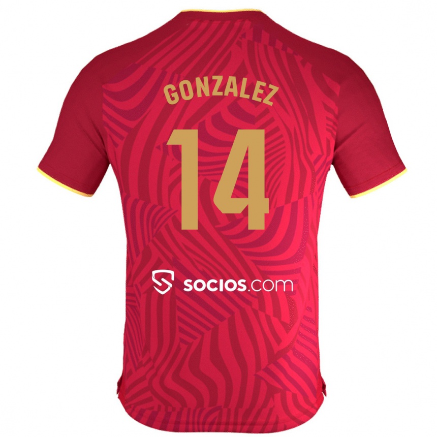 Kinder Fußball Alberto González #14 Rot Auswärtstrikot Trikot 2023/24 T-Shirt Luxemburg