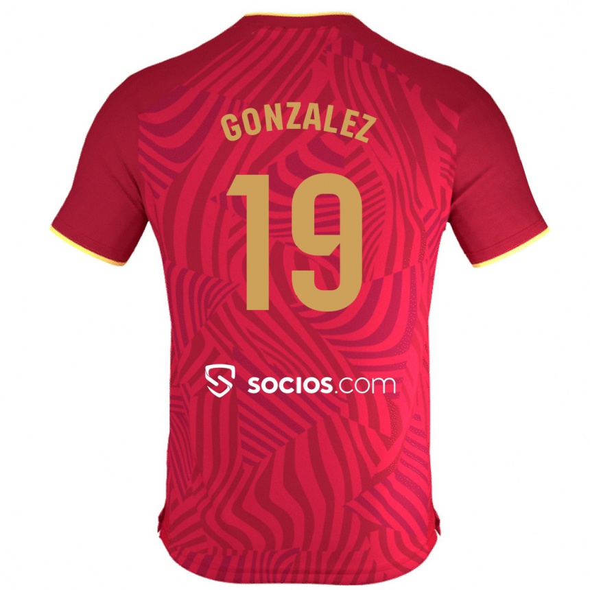 Kinder Fußball Carlos González #19 Rot Auswärtstrikot Trikot 2023/24 T-Shirt Luxemburg