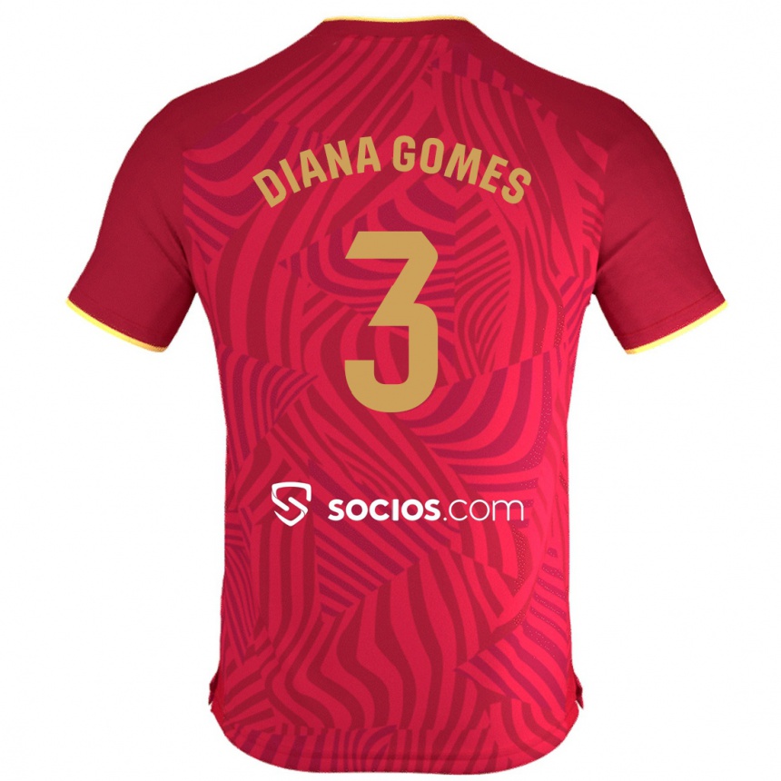 Kinder Fußball Diana Catarina Ribeiro Gomes #3 Rot Auswärtstrikot Trikot 2023/24 T-Shirt Luxemburg