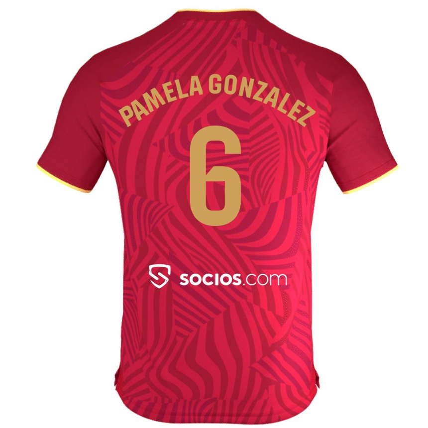 Kinder Fußball Cinthia Pamela González Medina #6 Rot Auswärtstrikot Trikot 2023/24 T-Shirt Luxemburg