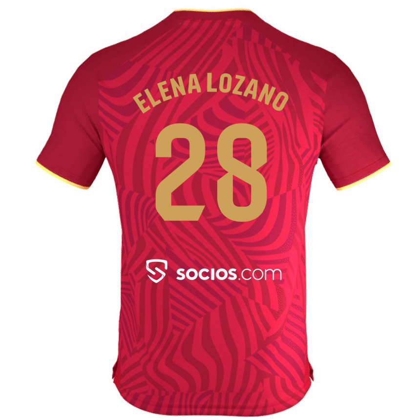 Kinder Fußball Elena Lozano Gallego #28 Rot Auswärtstrikot Trikot 2023/24 T-Shirt Luxemburg