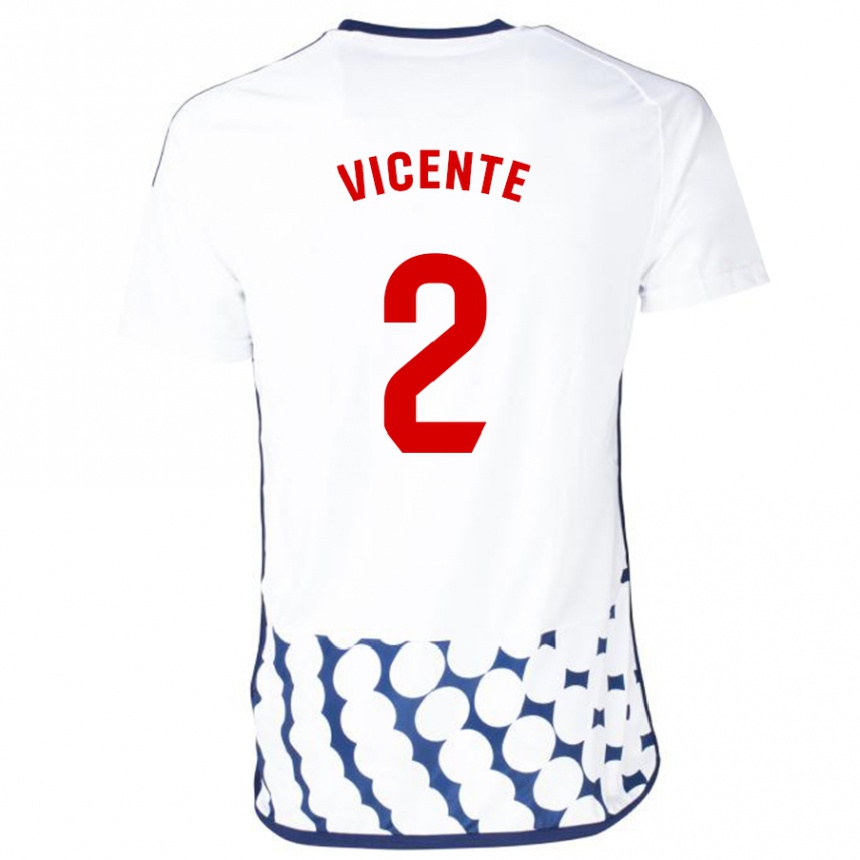 Kinder Fußball David Vicente #2 Weiß Auswärtstrikot Trikot 2023/24 T-Shirt Luxemburg