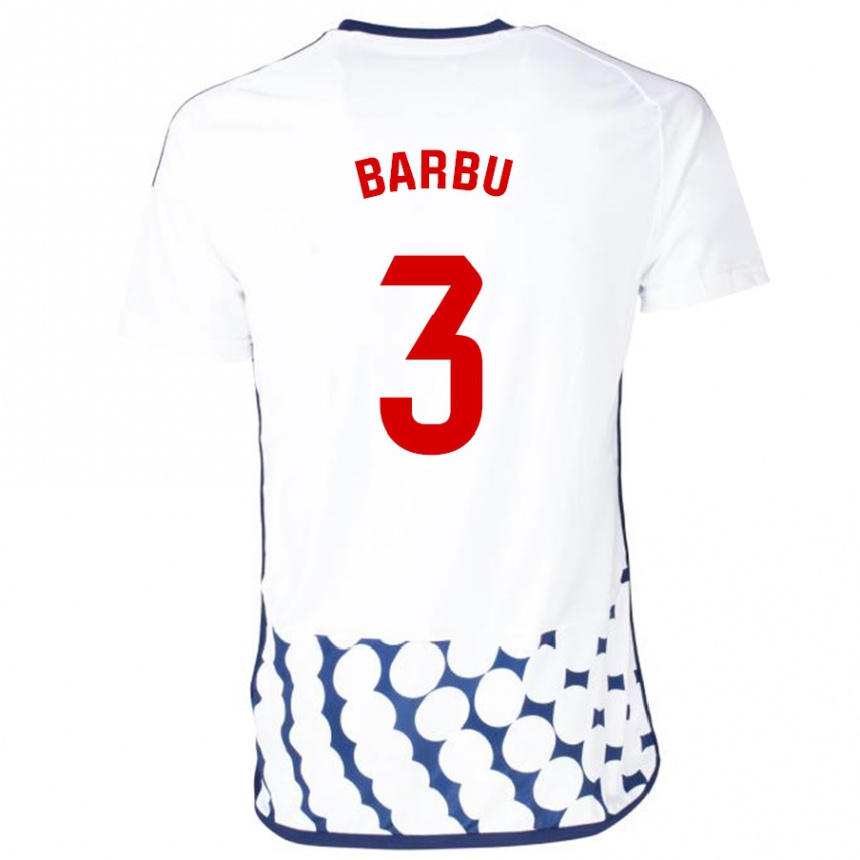 Kinder Fußball Álex Barbu #3 Weiß Auswärtstrikot Trikot 2023/24 T-Shirt Luxemburg