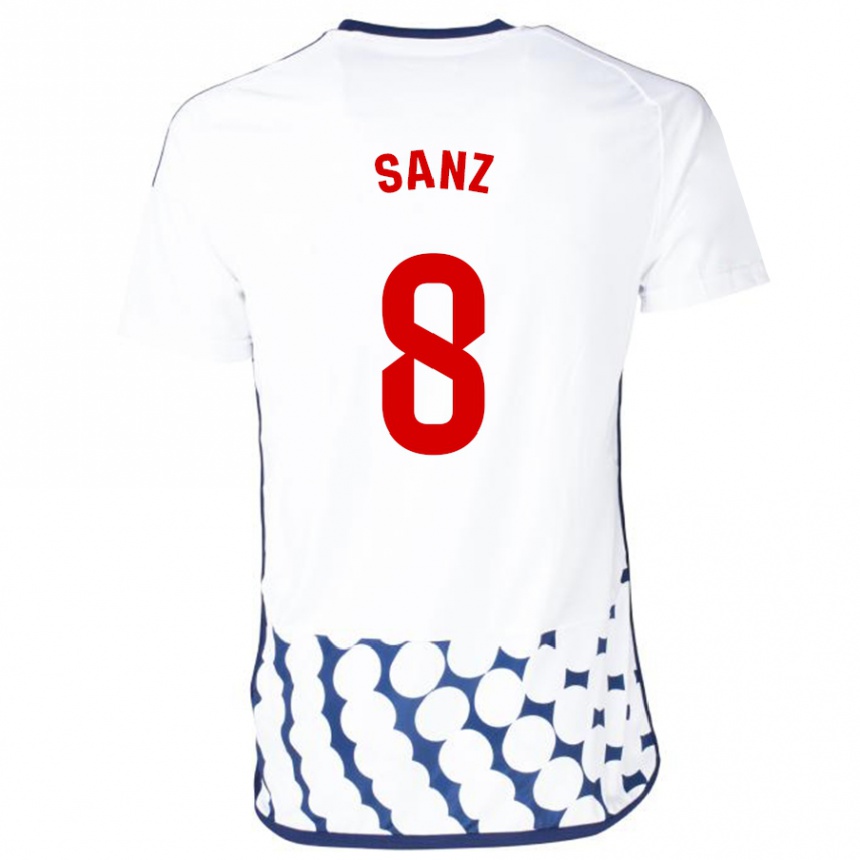 Kinder Fußball Álvaro Sanz #8 Weiß Auswärtstrikot Trikot 2023/24 T-Shirt Luxemburg