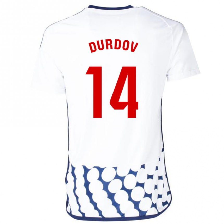 Kinder Fußball Ivan Durdov #14 Weiß Auswärtstrikot Trikot 2023/24 T-Shirt Luxemburg