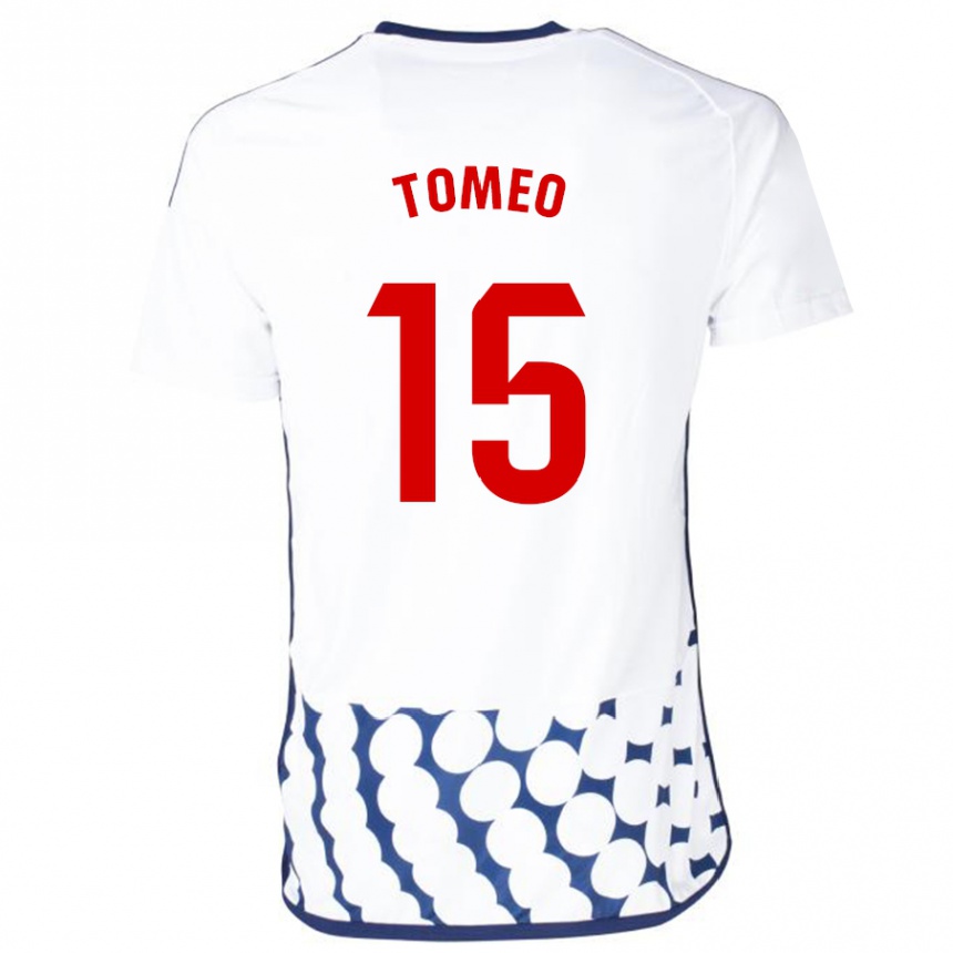 Kinder Fußball Pablo Tomeo #15 Weiß Auswärtstrikot Trikot 2023/24 T-Shirt Luxemburg