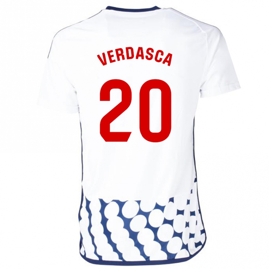 Kinder Fußball Diogo Verdasca #20 Weiß Auswärtstrikot Trikot 2023/24 T-Shirt Luxemburg