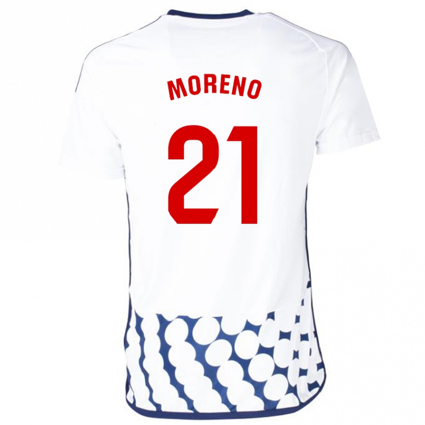 Kinder Fußball Diego Moreno #21 Weiß Auswärtstrikot Trikot 2023/24 T-Shirt Luxemburg