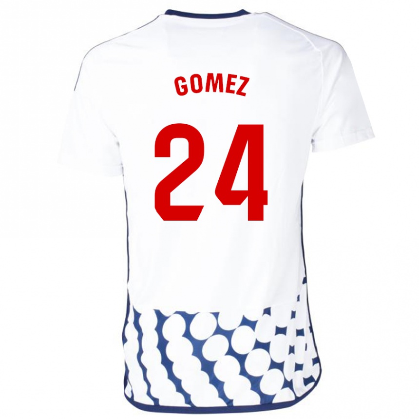 Kinder Fußball Jonathan Gómez #24 Weiß Auswärtstrikot Trikot 2023/24 T-Shirt Luxemburg