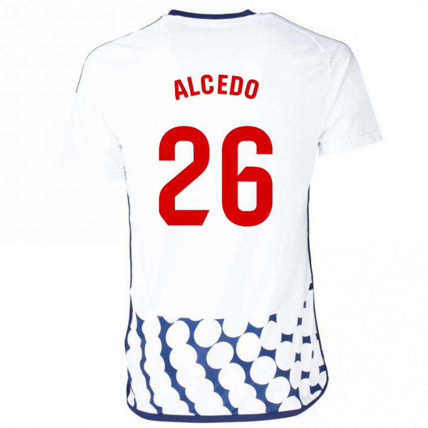 Kinder Fußball Juan María Alcedo #26 Weiß Auswärtstrikot Trikot 2023/24 T-Shirt Luxemburg