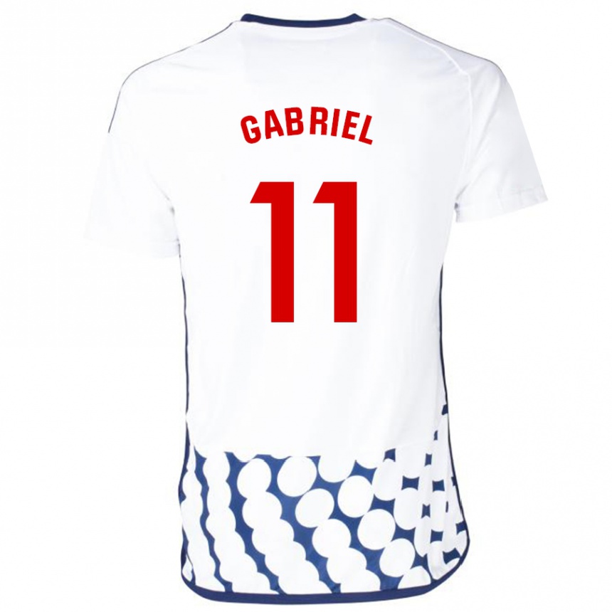 Kinder Fußball Sergio Gabriel #11 Weiß Auswärtstrikot Trikot 2023/24 T-Shirt Luxemburg