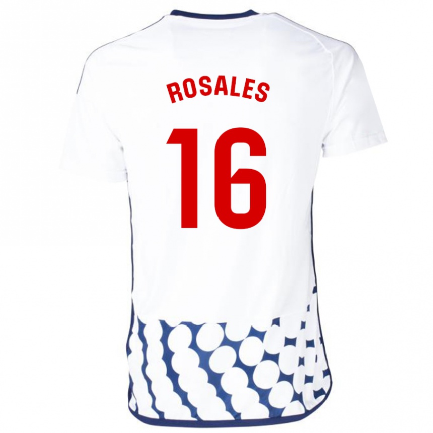 Kinder Fußball Diego Rosales #16 Weiß Auswärtstrikot Trikot 2023/24 T-Shirt Luxemburg