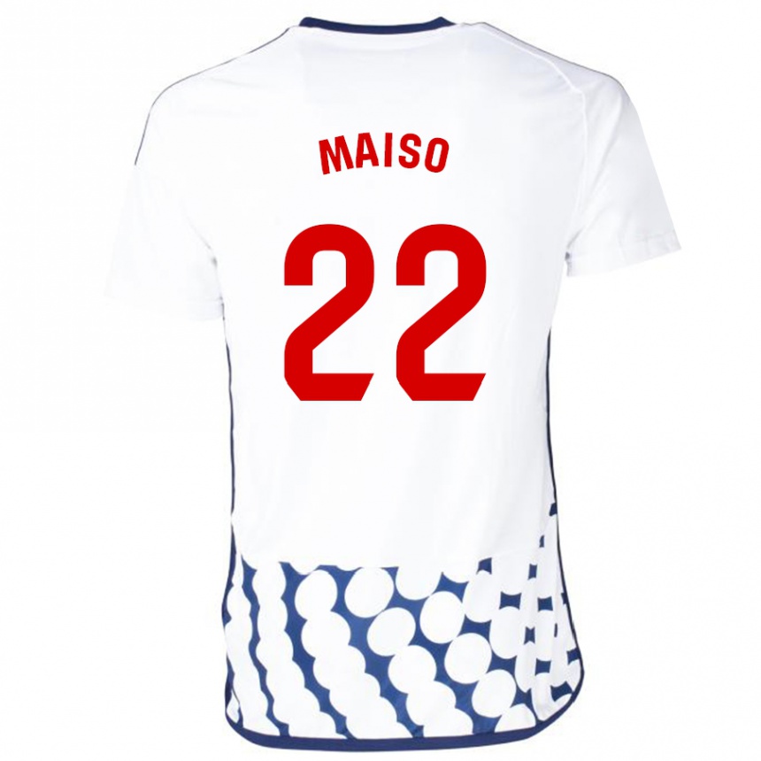 Kinder Fußball Álvaro Maiso #22 Weiß Auswärtstrikot Trikot 2023/24 T-Shirt Luxemburg
