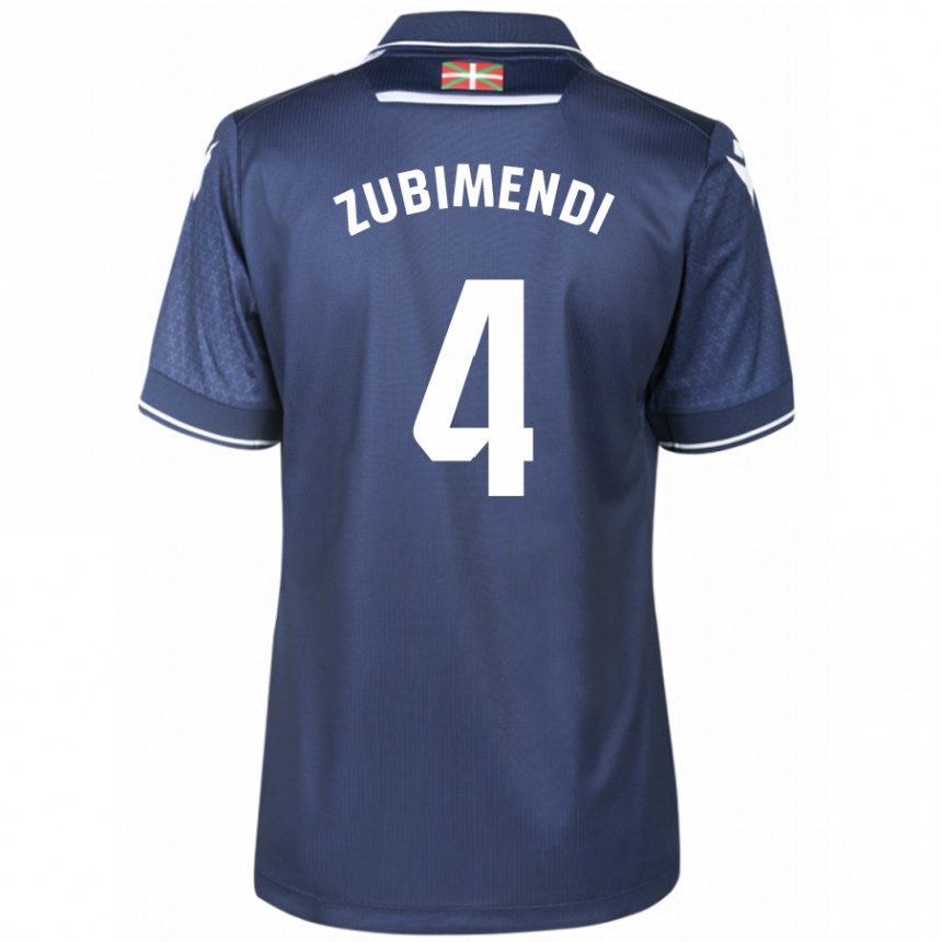 Kinder Fußball Martín Zubimendi #4 Marine Auswärtstrikot Trikot 2023/24 T-Shirt Luxemburg