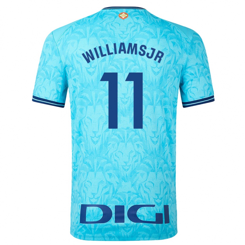 Kinder Fußball Nico Williams #11 Himmelblau Auswärtstrikot Trikot 2023/24 T-Shirt Luxemburg