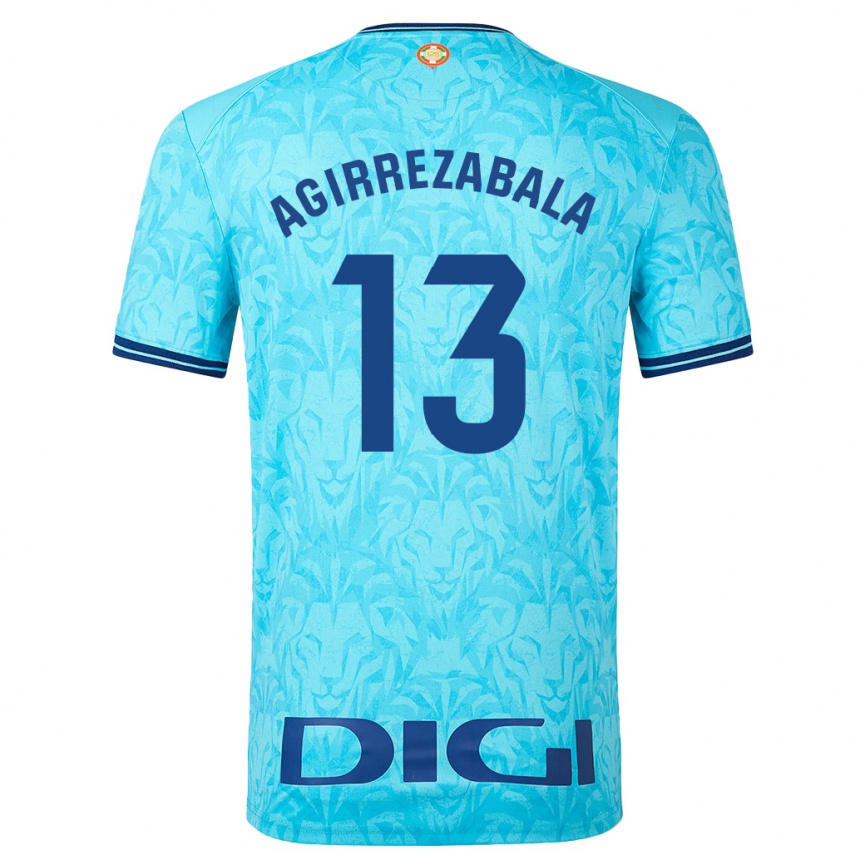 Kinder Fußball Julen Agirrezabala #13 Himmelblau Auswärtstrikot Trikot 2023/24 T-Shirt Luxemburg