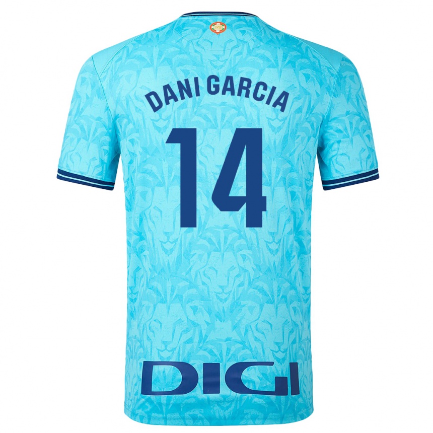 Kinder Fußball Dani García #14 Himmelblau Auswärtstrikot Trikot 2023/24 T-Shirt Luxemburg